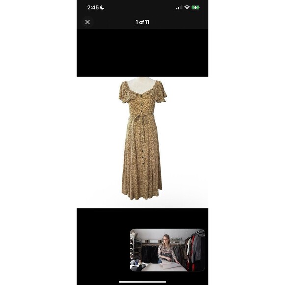 Anthropologie Bolano Dress Leopard Print Romantic Ruffle Shoulder Dress Size 22 - Picture 8 of 12